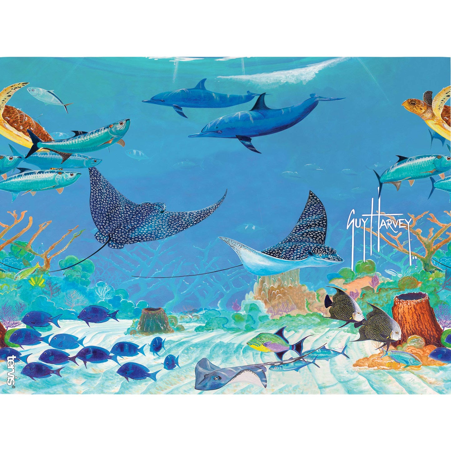 Tervis Guy Harvey - Ocean Scene Made in USA Double Walled Insulated Tumbler Travel Cup Keeps Drinks Cold & Hot, 24oz, Classic