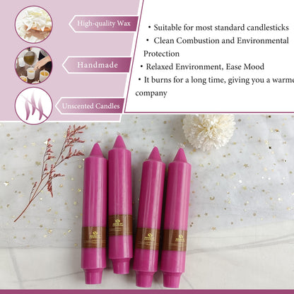 4 PCS Purple Candlesticks 7 inch Small Taper Candles Stick Candles Unscented Tapered Candlestick for Wedding Party Home Décor Candles Advent