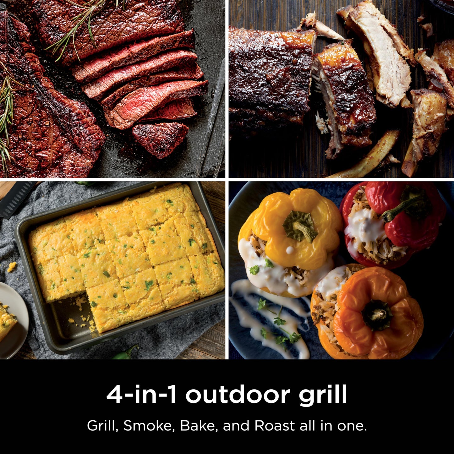Ninja Woodfire Outdoor Grill & Smoker, 4-in-1 Functionality, Grill, Smoke, Bake, Roast, Authentic Woodfire Flavors, Electric Heat, OG301