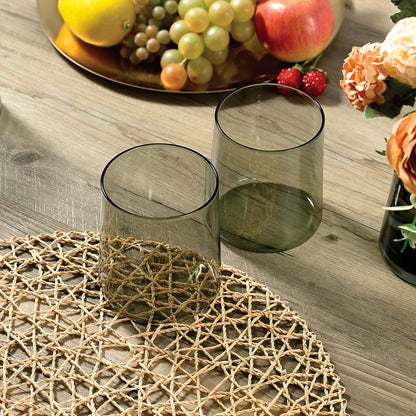 Joseph Sedgh Collection Smokey Grey Glass Tumbler Set of 4 – 16.5 oz Borosilicate Glassware – Durable, Lead-Free, Dishwasher Safe – Modern Grey Drinking Glasses for Home