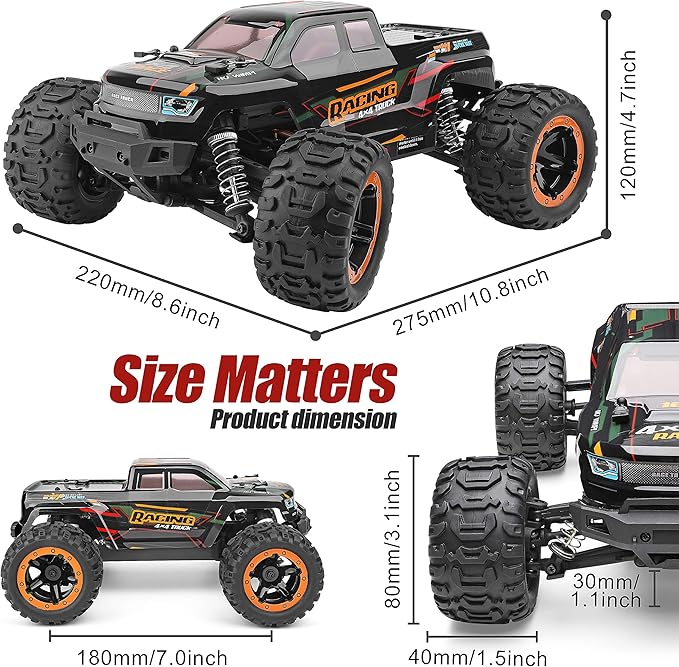 HAIBOXING Remote Control Car 16889 1:16 Scale 2.4Ghz RC Cars 4x4 Off Road Trucks Waterproof RTR RC Monster Truck 36KM/H Toys for Kids and Adults with 2 Batteries 35+ mins Play