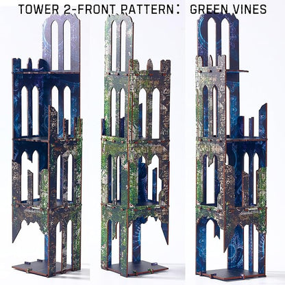 Gothic Sci-Fi Towers Ruin Terrain Set for WH40K D&ampD Pathfinder Painted Modular Building Tabletop Scenery for 28mm Kill Team Miniatures RPG Wargames Battlezone Creation Kit for Tactical Gamepla