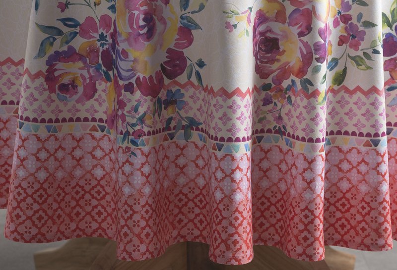 Maison d' Hermine Table Cloth Round Table 100% Cotton 69 Round Inches Tablecloth Reusable Decorative for Dining Kitchen Room Farmhouse Home Gifts for Mothers Day Spring Summer - Rose Garden