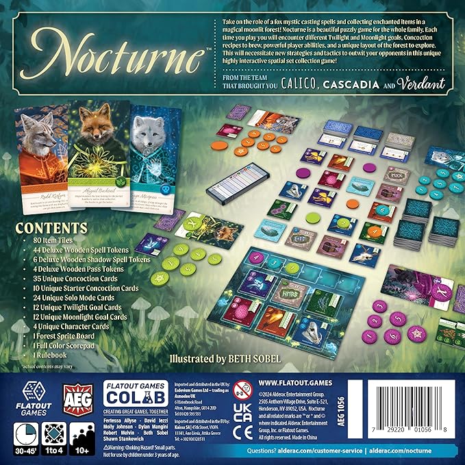 AEG &amp Flatout Games | Nocturne - Set Collection &amp Bidding Board Game | Play as Fox Mystics Find Magical Items &amp Cast Spells | Ages 10+ | 1-4 Players