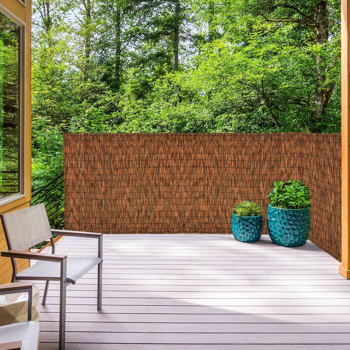 SHYDZYYC Brown 2 Pack 4FT X 16.4FT Reed Fencing Roll, Balcony Privacy Shade Reed Bamboo Fencing Garden Fence Border, Wind Block Sunshade Fence Screen for Outdoor Yard Patio Flower Bed Edge