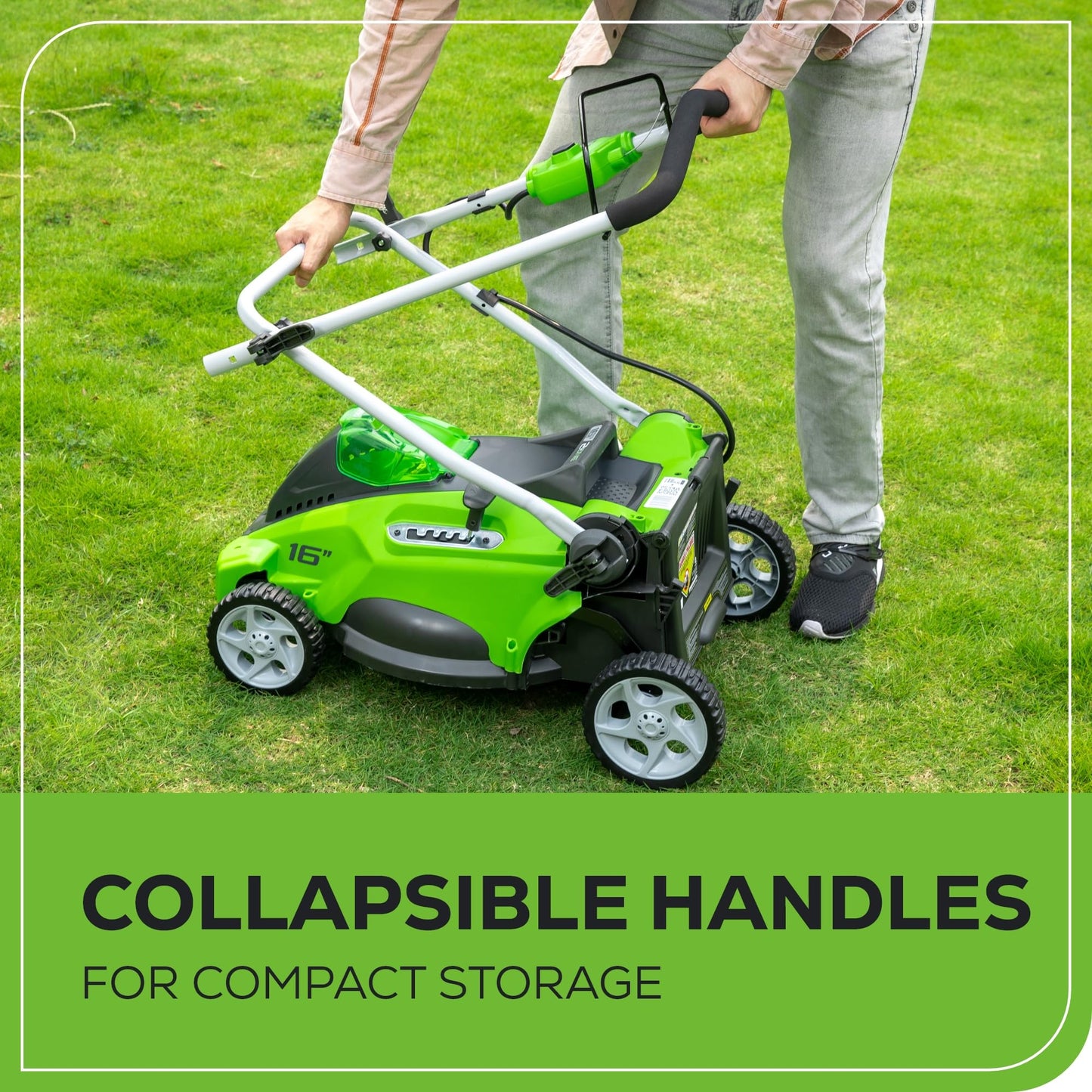 Greenworks 40V 16" (Push) Cordless Lawn Mower, 4.0Ah Battery (1/3 Acre, Push Button Start, Compatible with 75+ Tools)