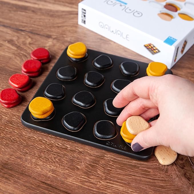 GIGAMIC Qawale Mini | Mensa Select | Travel-Friendly Wooden Abstract Strategy Board Game for Kids and Adults | Compact Stone Stacking Game | Learn in only 1 Minute | Ages 8+ | 2 Players | 15 Min
