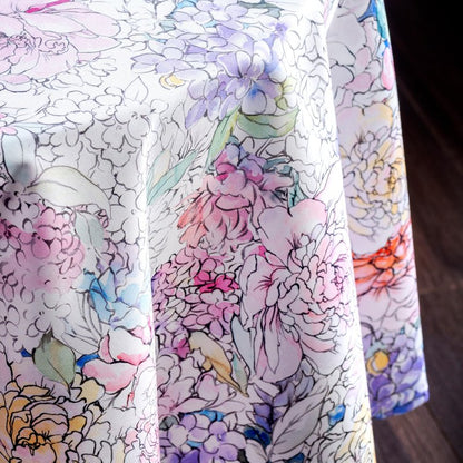 Maison d' Hermine Table Cloth Round Table 100% Cotton 69 Round Inches Tablecloth Reusable Decorative for Dining Kitchen Room Farmhouse Party Home Hotel Restaurant Spring Summer - Floral Love