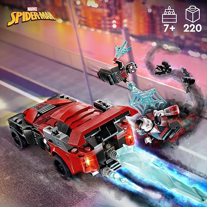 LEGO Marvel Spider-Man Miles Morales vs. Morbius 76244 Building Toy - Featuring Race Car and Action Minifigures Adventures in The Spiderverse Movie Inspired Set Fun for Boys Girls and Kids