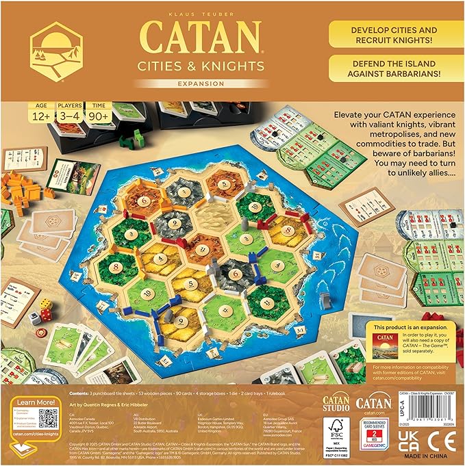 CATAN Cities &amp Knights Board Game Expansion (6th Edition) Enhance Gameplay with New Challenges! Strategy Game for Kids &amp Adults Ages 12+ 3-4 Players 90 Minute Playtime Made by Catan Studio
