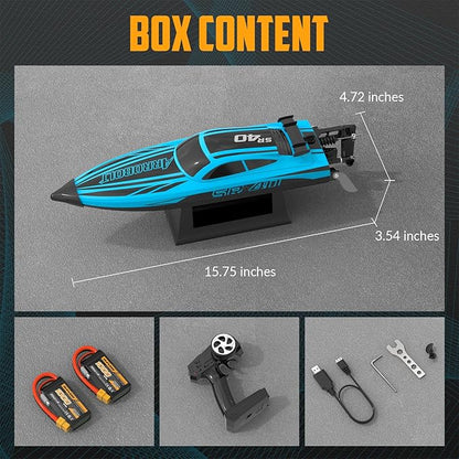 volantexrc Brushless RC Boats for Adults 30+MPH Fast Remote Control Boat with 2 Rechargeable Batteries for Lakes 30+ Mins Full Proportional Boats High Speed RC Boat for Adults (79705 Blue)
