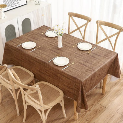 HRNJJYP Heavy Duty Vinyl Tablecloth with Flannel Backing Waterproof Oil-Proof Plastic Table Cloth Stain-Resistant Wipeable Rectangle or Square Table Cover for Dining, Camping (Wood Grain, 52X70 Inch)
