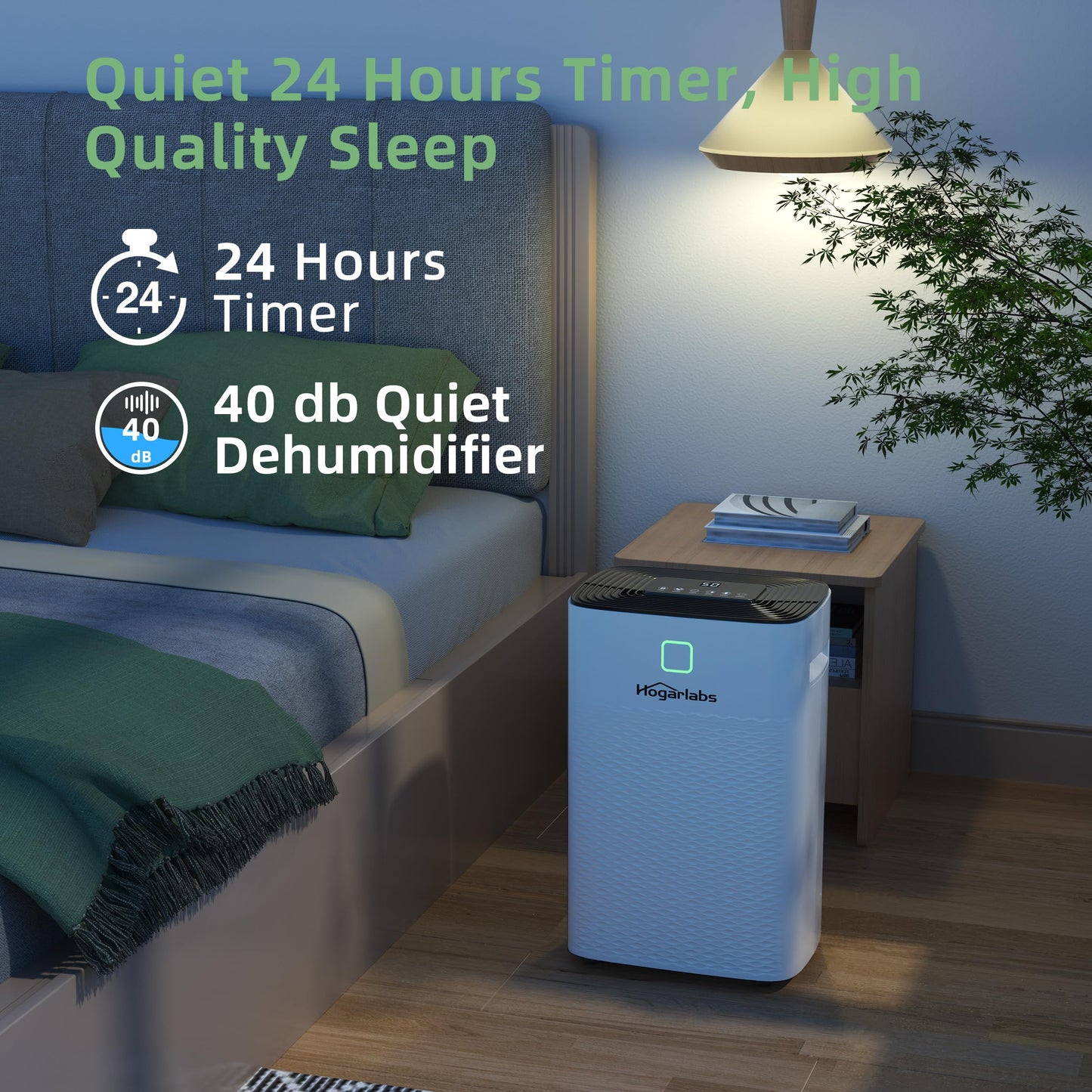 HOGARLABS Smart Dehumidifiers for Home and Basements, with 3 Working Modes, Overflow Protection, Dehumidifier with Drain Hose and Digital Control Panel. (50 Pints for basement)