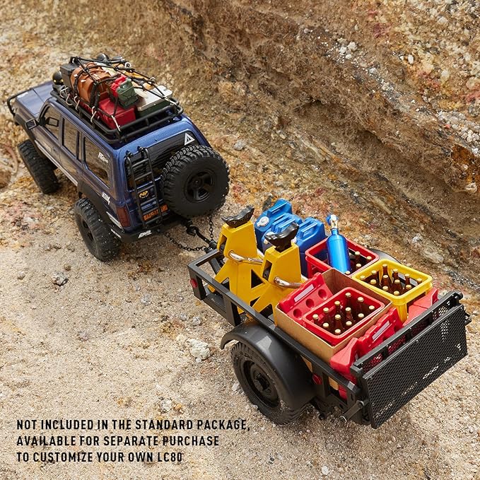 FMS FCX18 RC Cars Accessory for 1:18/1:12 RC Crawler Trucks - Utility Trailer Type A Silver