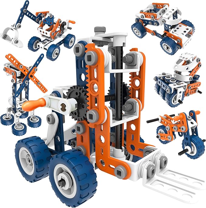 MOBIUS Toys 12-in-1 STEM Construction Kit - 152-Piece Building Set for Kids Ages 4-12 - Educational Engineering Toy for Boys &amp Girls to Build Cars Trucks Motorcycles &amp More Creative Learnin