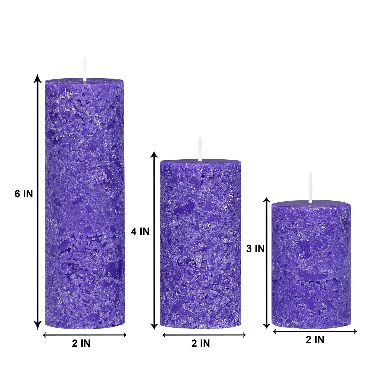 PROSPERRO LUMO by Parkash Candle Set of 3 Fragrace Pillar Candles Marble Finish (Purple - Lavender Fragrance)