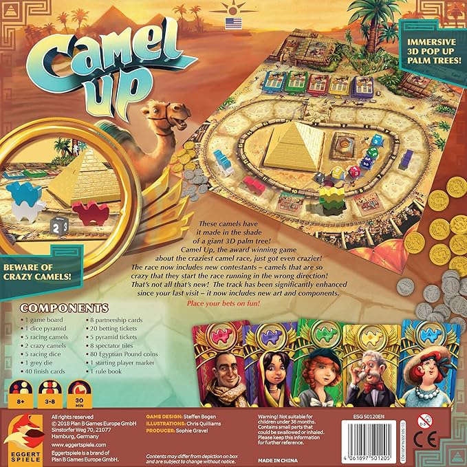 Camel Up (Second Edition) - Exciting Camel-Racing Betting Strategy Game! Fun Family Game for Kids &amp Adults Ages 8+ 3-8 Players 30-45 Minute Playtime Made by Eggertspiele