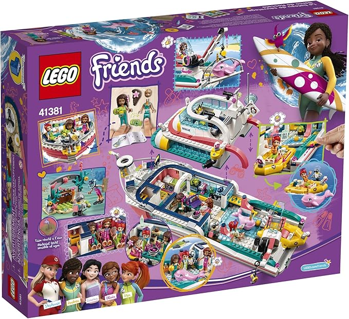 LEGO Friends Rescue Mission Boat 41381 Toy Boat Building Kit with Mini Dolls and Toy Sea Creatures Rescue Playset Includes Narwhal Figure Treasure Box and More for Creative Play (908 Pieces)