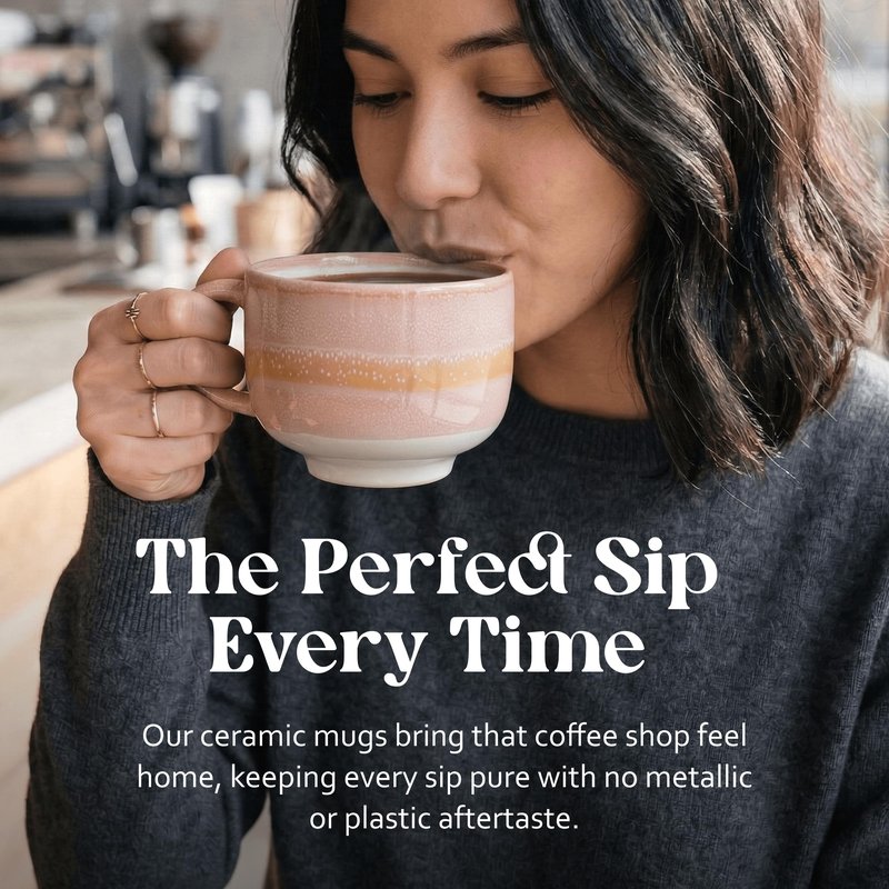 NOVA CERAMICS Large Coffee Mug - Ceramic Coffee Mug - Coffee Cups with Handle - 16 oz Coffee Mugs - Microwave & Dishwasher Safe - Gifts For Women Men Him Her - 16oz - Monsoon