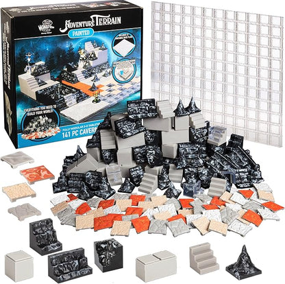 Monster Adventure Terrain 3D Interchangeable Builder System- 141pc Painted Cavern Expansion Set w Base- Build Modular Worlds in a Snap &amp Elevate Your Campaign- Compatible with DND Dungeons &amp D
