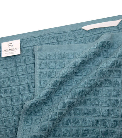 Premium Kitchen Towels (20”x 28”, 6 Pack) | Large Cotton Dish Towels | Flat & Terry Highly Absorbent Kitchen Linen Set with Hanging Loop | Teal Check