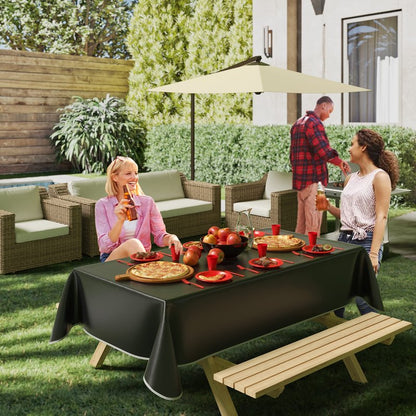 Exquisite Green Vinyl Tablecloths - 54 in. X 108 in. - Pack of 3 Rectangle Tablecloths with Flannel Backing - Plastic, Reusable & Waterproof