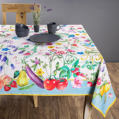 Maison d' Hermine Table Cloth Rectangle Table 100% Cotton 60 x 90 Inches Tablecloth Reusable Decorative for Dining Kitchen Room Farmhouse Home Gifts for Mothers Day Spring Summer - Giverny