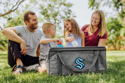 PICNIC TIME NHL Seattle Kraken 64 Can Collapsible Cooler, Large Insulated Soft Cooler Bag, Portable Beach Cooler with Shoulder Strap, (Heathered Gray)