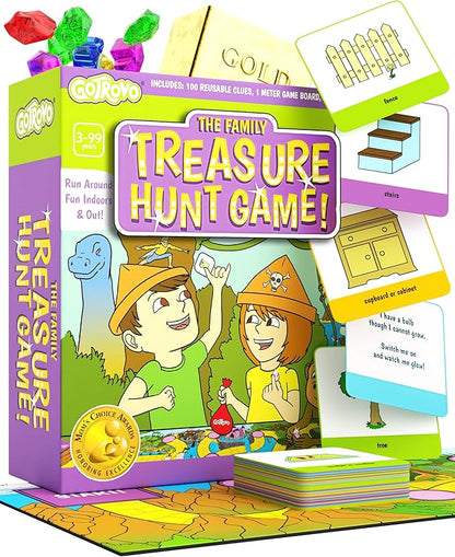 The Family Treasure Hunt Game! Indoor Adventure Board Game for Kids 4-8 Solve Clues Together to Find Jewels and a Surprise Gold Bar Reward – Great for Parties and Playdates