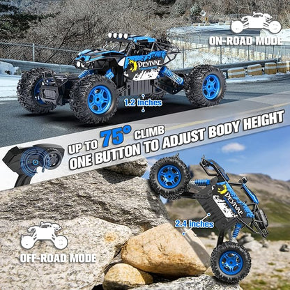 CROBOLL 1:12 Large Remote Control car for Boys Kids with Lifting Function4WD RC Cars Electric Monster Truck Toy Gifts 4X4 Off-Road RC Rock Crawler 2.4GHz RC Truck with 2 Batteries(Blue)