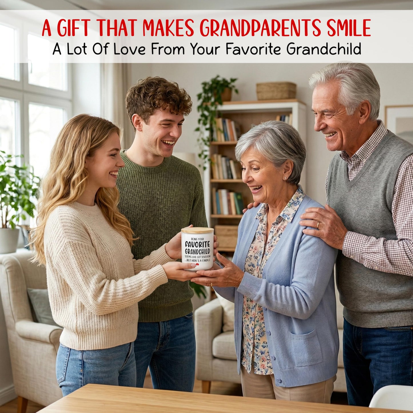 TEEZWONDER Grandma Mothers Day Gift from Granddaughter Grandson Grandkids – Scented Candle Vanilla Lavender 10oz – Mothers Day Fathers Day Birthday Gifts for Grandma Papa Grammy Mimi Nana Grandpa