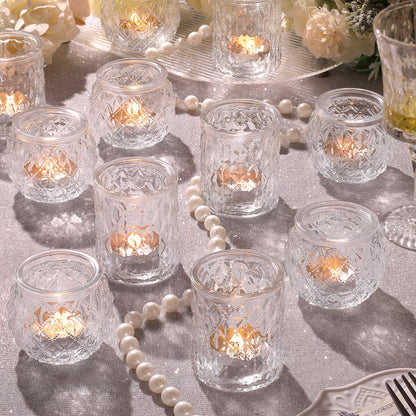 NITIME 12Pcs Assorted Votive Candle Holders for Wedding Centerpiece, Clear Tea Light Candle Holders, Glass Candle Holder for Table Centerpiece, Home and Party Decorations