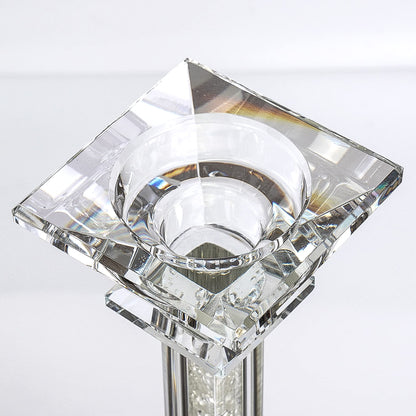 Crystal Candle Holders Set of 2-8.6" Tall Crystal Candlestick Holders - Ultra Elegant and Modern Centerpiece Home Decor