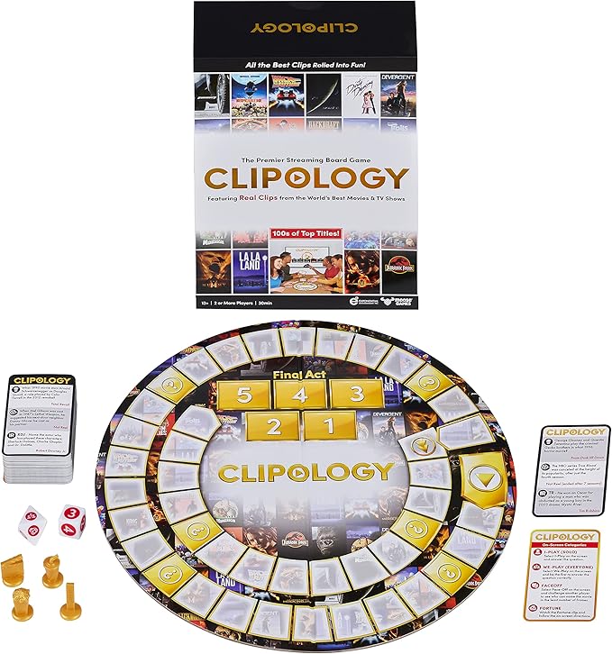 Clipology Game - The Premier Streaming Board Game Featuring Real Clips From The World's Best Movies &amp TV Shows | Movie Trivia Game