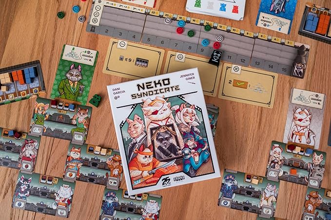 25th Century Games Neko Syndicate Board Game Strategic Tableau-Building Card Game 1-4 Players Ages 14+ 30 Min Playtime Solo Mode Sushi Theme