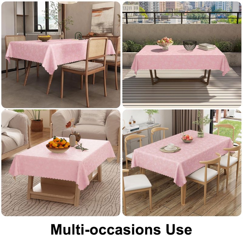 Smiry Rectangle Table Cloth, Waterproof Heavy Duty Vinyl Tablecloths, Wipeable Washable Table Cover for Kitchen and Dining Room (Pink, 60" X 102")