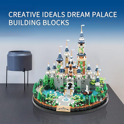 Magic Princess Blue Castle Micro Building Blocks for Adults Mini Building Kit Creative Display Gift for Women and Kids Ages 14+ 3600 PCS