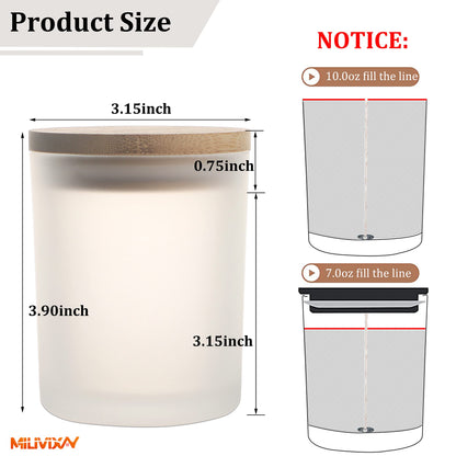 MILIVIXAY 12 Pack 10 OZ Frosted White Thick Glass Candle Jars with Lids - Bulk Empty Candle Jar for Making Candles - Spice, Powder Containers.