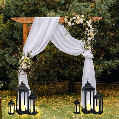 Mifoci Jumbo Black Metal Decorative Lanterns with Clear Glass Panel Hurricane Candle Lantern for Home Decor Party Event Tabletop Front Porch Wall Hanging Indoor Outdoor(3 Pcs,28'' 20'' 14'')