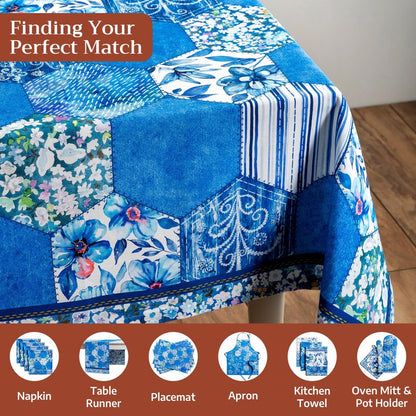 Maison d' Hermine Table Cloth Rectangle Table 100% Cotton 60 x 120 Inches Tablecloth Reusable Decorative for Dining Kitchen Room Farmhouse Home Gifts for Mothers Day Spring Summer - Summer Blues