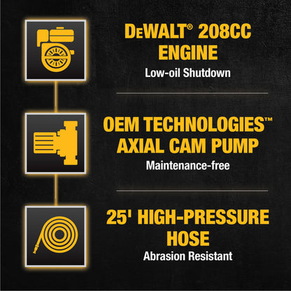 DeWalt 3300 PSI Gas Pressure Washer, 5 Nozzles, Spray Gun, Wand, 25-ft. Hose, DXPW3300-S, 49-State
