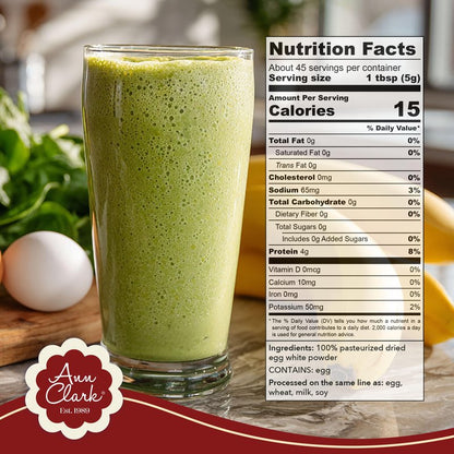 Ann Clark All Natural 100% Egg White Powder Made in USA, 8 oz.