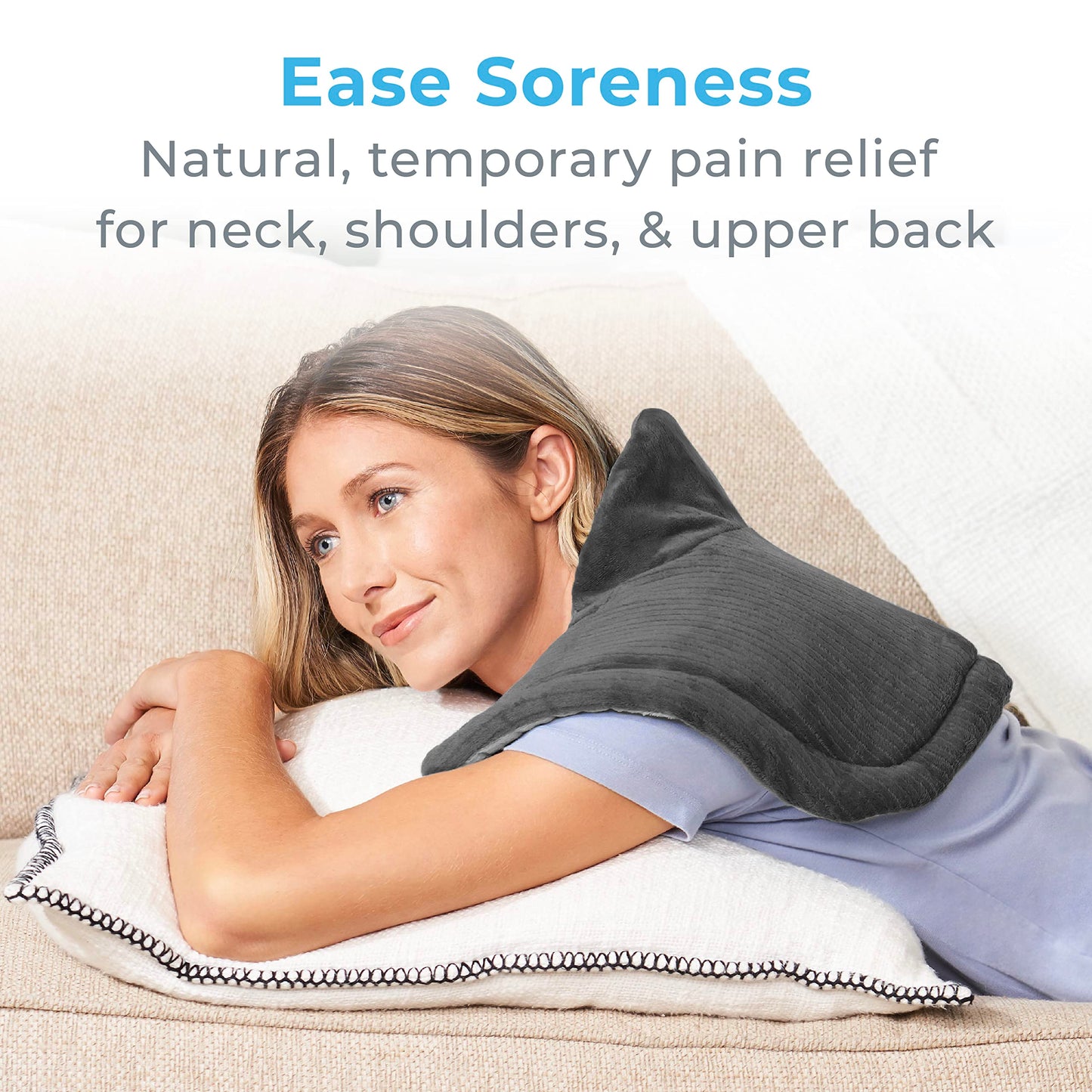 Pure Enrichment PureRelief Neck & Shoulder Heating Pad - 4 Heat Settings, Auto Shut-Off, Universal Fit, Magnet Closure, Soft Micromink, Storage Bag, 5-Year Warranty, Machine Wash (Turquoise Blue)