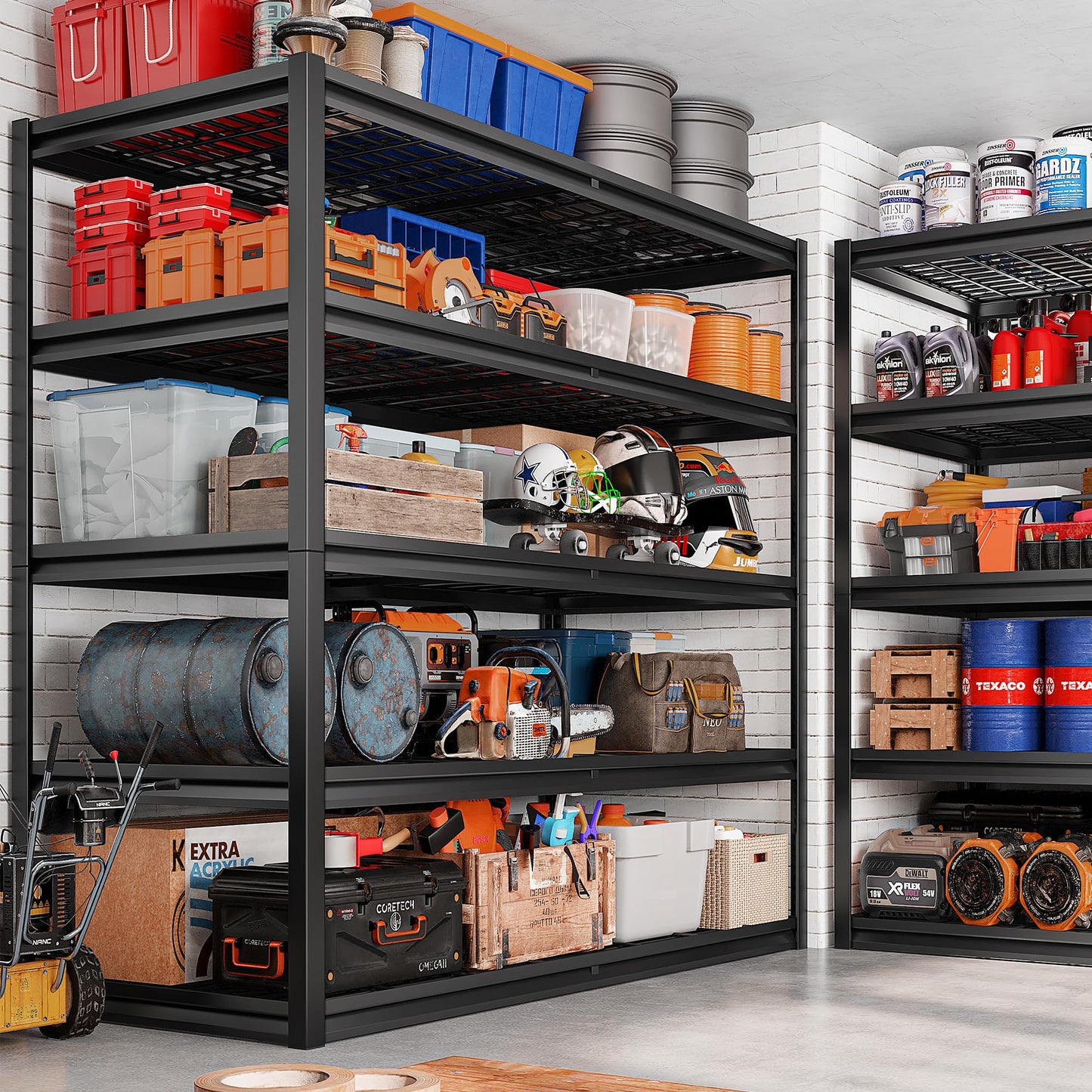 55.2"W Heavy Duty Garage Shelving Units, 3000LBS Commercial Metal Wire Shelves,26" Extra Deep Organizer Precision-Sized for Two Rows of 27-Gallon Storage Bins,Floor-to-Ceiling Steel Rack,Anti-Tip Kit