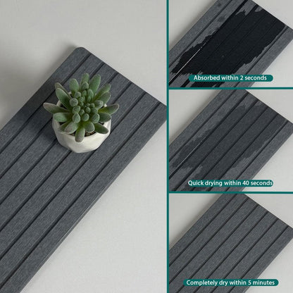 NiuYichee 2 PCS Water Absorbent diatomite Coasters, 12" x 5.5" Water Absorbing Stone Tray for Sink, Stone Drying mat for Kitchen Counter, Stone soap Tray Used for Hand Soaps & toiletries & Plants