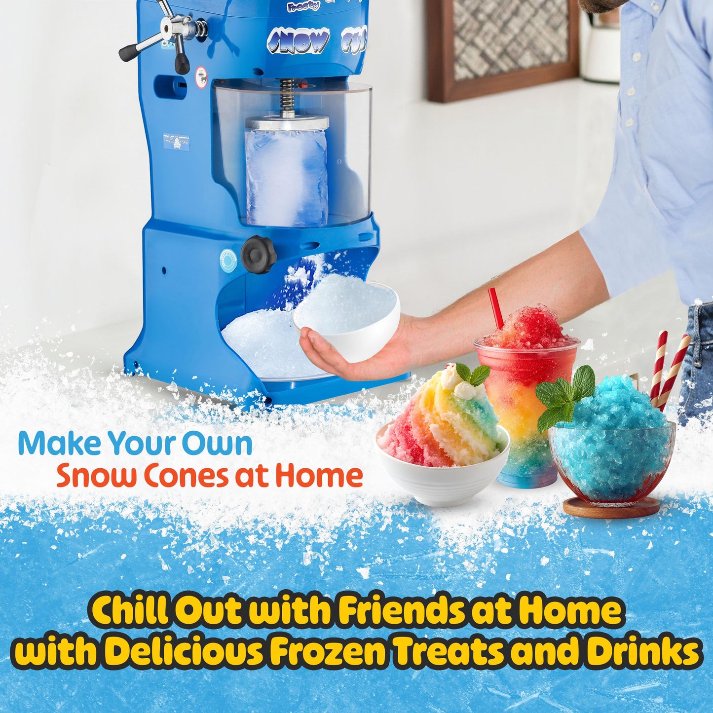 Snow Cone Machine - Electric Block Ice Shaver and Snow Cone Maker with Adjustable Blades for Parties, Events, and More by Great Northern Popcorn