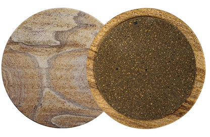 Marbco Sandstone Water Absorbent Hand Crafted Round Coasters for Drinks - 4 Inches Wide Thirsty Stone Bar/Drink Coasters- Made from Rainbow Sandstone (Set of 6 Without Holder)