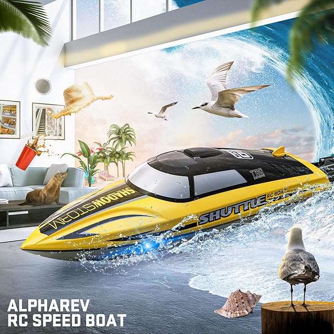 BEZGAR Remote Control Boat for Kids - 2.4GHz Fast RC Boat with LED Lights &amp Portable Suitcase for Pools Lakes &amp Salt Water Summer Water Toys Gifts for Boys &amp Girls Age 6 7 8-12 Years Old