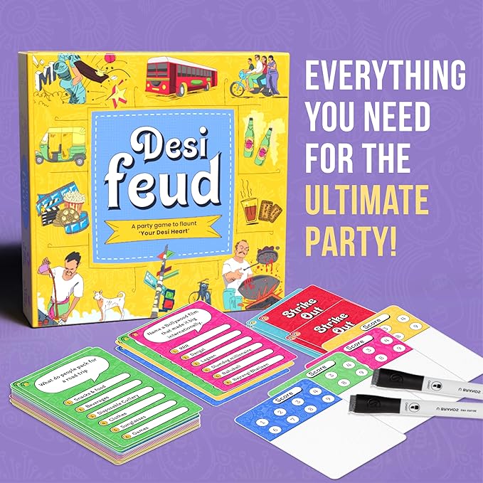Desi Feud Board Game | Ultimate Survey Gameshow | Fun for Friends &amp Family | Great for House Party Gifting &amp Road Trips | Easy to Play