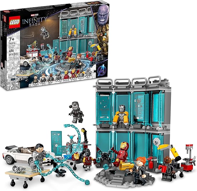 Lego Marvel Iron Man Armory Toy Building Set 76216 Avengers Gift for 7 Plus Year Old Kids Boys &amp Girls Iron Man Pretend Play Toy Marvel Building Kit with MK3 MK25 and MK85 Suit Minifigures